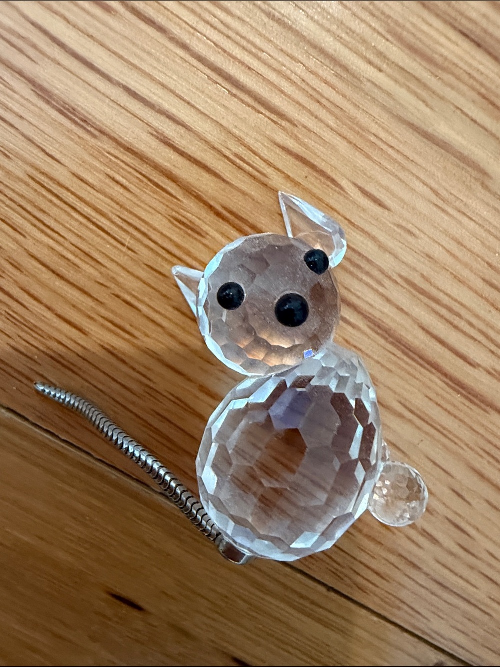 Vintage Swarovski Mini Cat Crystal Figurine SC Logo Metal Tail 010011 Retired